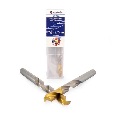 Broca hss-e m35 ø 11,70 x 142mm forma c ponta 135° cobertura tin din338 výkon - at300-1170 prumer