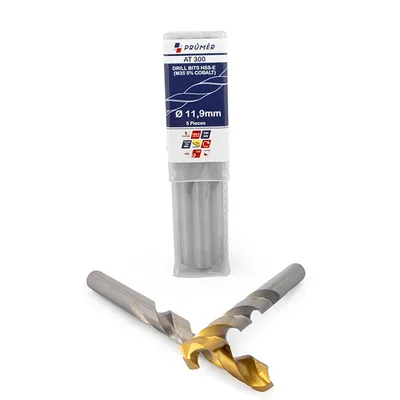 Broca hss-e m35 ø 11,90 x 151mm forma c ponta 135° cobertura tin din338 výkon - at300-1190 prumer