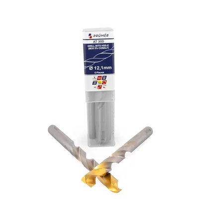 Broca hss-e m35 ø 12,10 x 151mm forma c ponta 135° cobertura tin din338 výkon - at300-1210 prumer