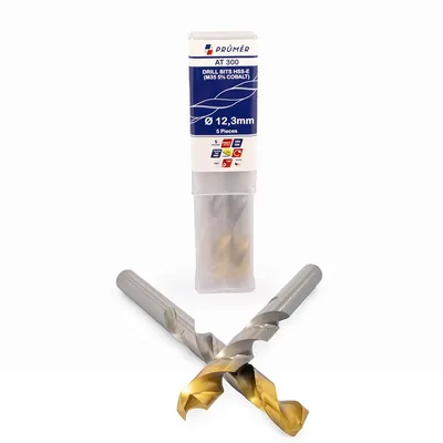 Broca hss-e m35 ø 12,30 x 151mm forma c ponta 135° cobertura tin din338 výkon - at300-1230 prumer