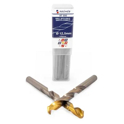 Broca hss-e m35 ø 12,40 x 151mm forma c ponta 135° cobertura tin din338 výkon - at300-1240 prumer