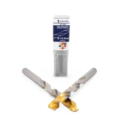 Broca hss-e m35 ø 12,60 x 151mm forma c ponta 135° cobertura tin din338 výkon - at300-1260 prumer