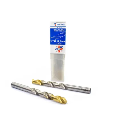 Broca hss-e m35 ø 12,70 x 151mm forma c ponta 135° cobertura tin din338 výkon - at300-1270 prumer