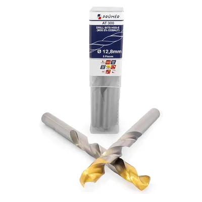 Broca hss-e m35 ø 12,80 x 151mm forma c ponta 135° cobertura tin din338 výkon - at300-1280 prumer