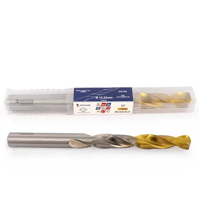 Broca hss-e m35 ø 13,25 x 160mm forma c ponta 135° cobertura tin din338 výkon - at300-1325 prumer