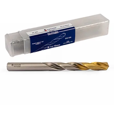 Broca hss-e m35 ø 14,75 x 169mm forma c ponta 135° cobertura tin din338 výkon - at300-1475 prumer