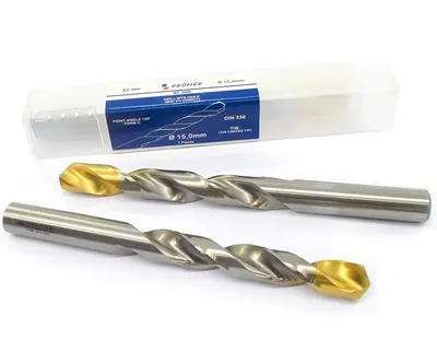 Broca hss-e m35 ø 15,00 x 169mm forma c ponta 135° cobertura tin din338 výkon - at300-1500 prumer