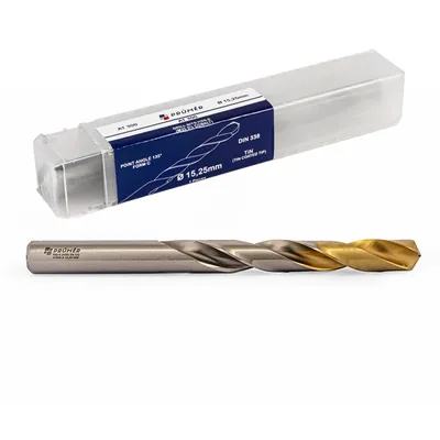 Broca hss-e m35 ø 15,25 x 178mm forma c ponta 135° cobertura tin din338 výkon - at300-1525 prumer