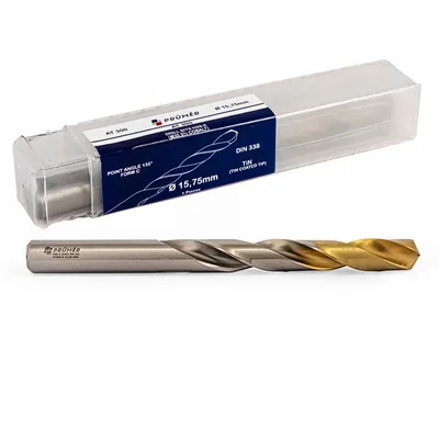 Broca hss-e m35 ø 15,75 x 178mm forma c ponta 135° cobertura tin din338 výkon - at300-1575 prumer