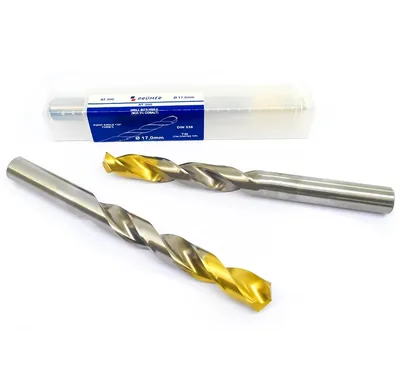 Broca hss-e m35 ø 17,00 x 184mm forma c ponta 135° cobertura tin din338 výkon - at300-1700 prumer