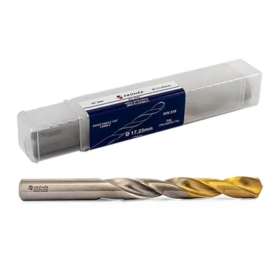Broca hss-e m35 ø 17,25 x 191mm forma c ponta 135° cobertura tin din338 výkon - at300-1725 prumer