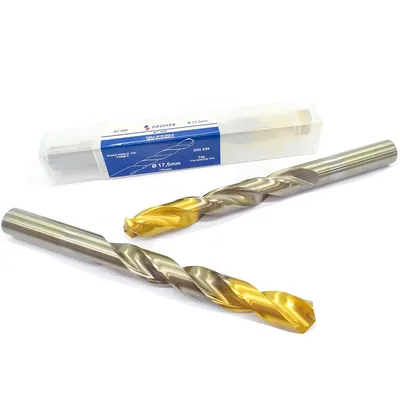Broca hss-e m35 ø 17,50 x 191mm forma c ponta 135° cobertura tin din338 výkon - at300-1750 prumer