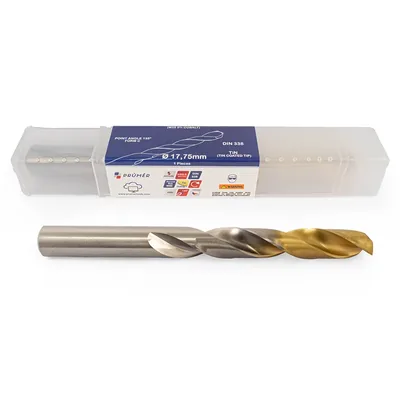 Broca hss-e m35 ø 17,75 x 191mm forma c ponta 135° cobertura tin din338 výkon - at300-1775 prumer