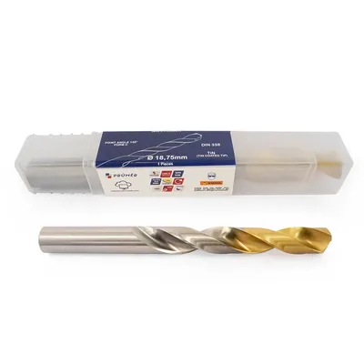 Broca hss-e m35 ø 18,75 x 198mm forma c ponta 135° cobertura tin din338 výkon - at300-1875 prumer