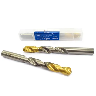 Broca hss-e m35 ø 19,00 x 198mm forma c ponta 135° cobertura tin din338 výkon - at300-1900 prumer