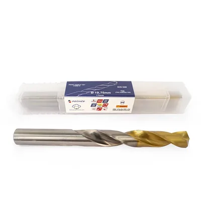 Broca hss-e m35 ø 19,75 x 205mm forma c ponta 135° cobertura tin din338 výkon - at300-1975 prumer
