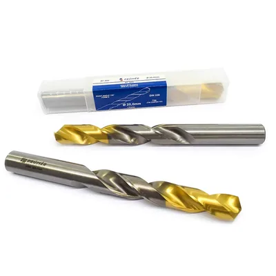 Broca hss-e m35 ø 20,00 x 205mm forma c ponta 135° cobertura tin din338 výkon - at300-2000 prumer