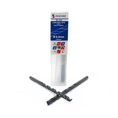 Broca hss-e m35 longa ø 08,00 x 165mm revenida a vapor din340 výkon - bx300-0800 prumer