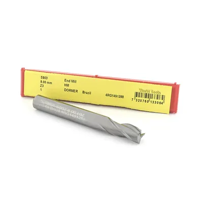 Fresa metal duro reta 3 cortes ø 08,0 - 063 - 19,0mm - h08 sem cobertura - s903 dormer