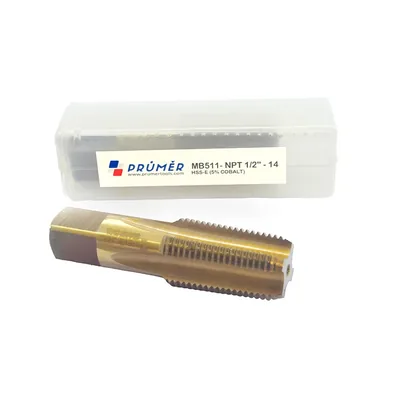 Macho cônico hss-e npt 1/2 x 14 tpi brilhante - mb511-1/2 prumer