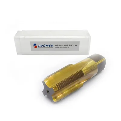 Macho cônico hss-e npt 3/4 x 14 tpi brilhante - mb511-3/4 prumer