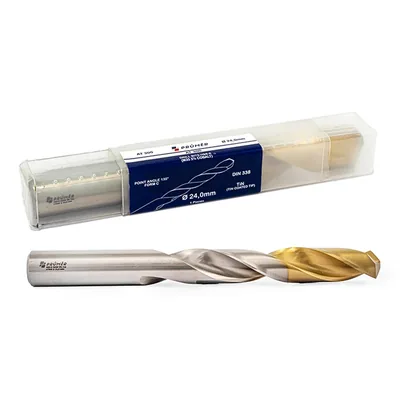 Broca hss-e m35 ø 24,00 x 225mm forma c ponta 135° cobertura tin din338 výkon - at300-2400 prumer