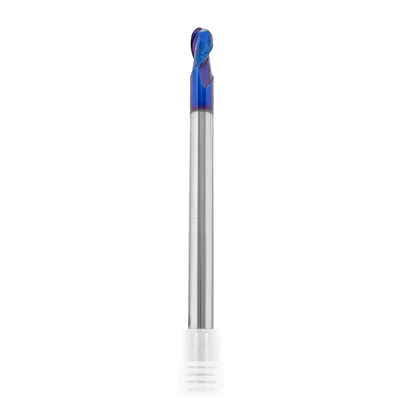 Fresa metal duro 65hrc esférica 2 cortes ø 10,0 - 150 - 20,0mm h10 naco blue - dry cut